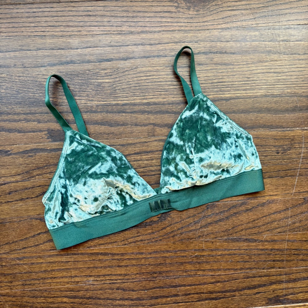 Victoria’s Secret PINK Crushed Velvet Triangle Bralette Emerald XL